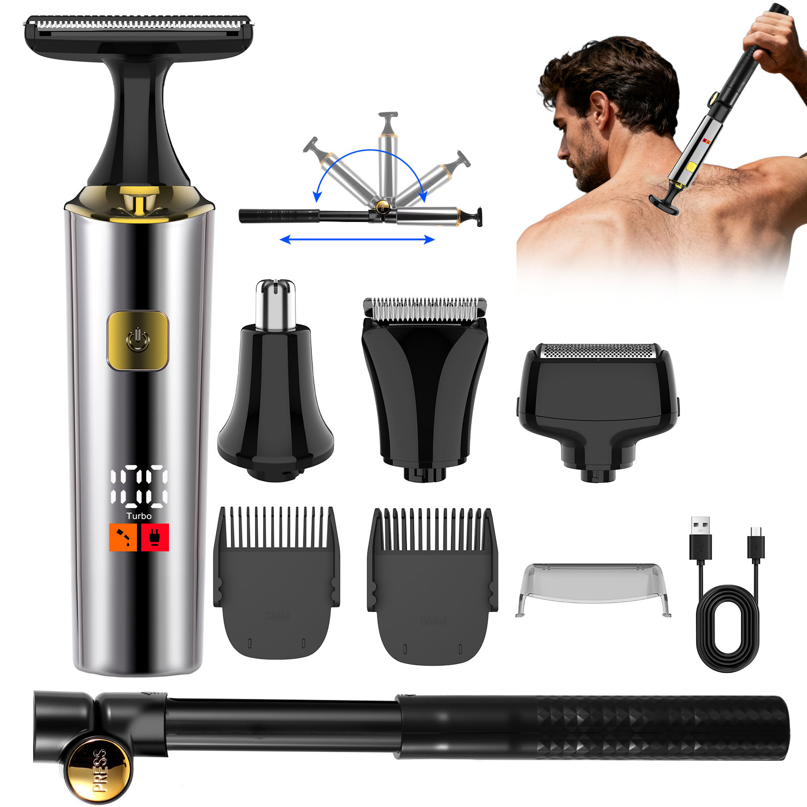 Men'S Grooming Hair And Body Wash - Hatteker Electric Rechargeable Full-Body Trimmer for
