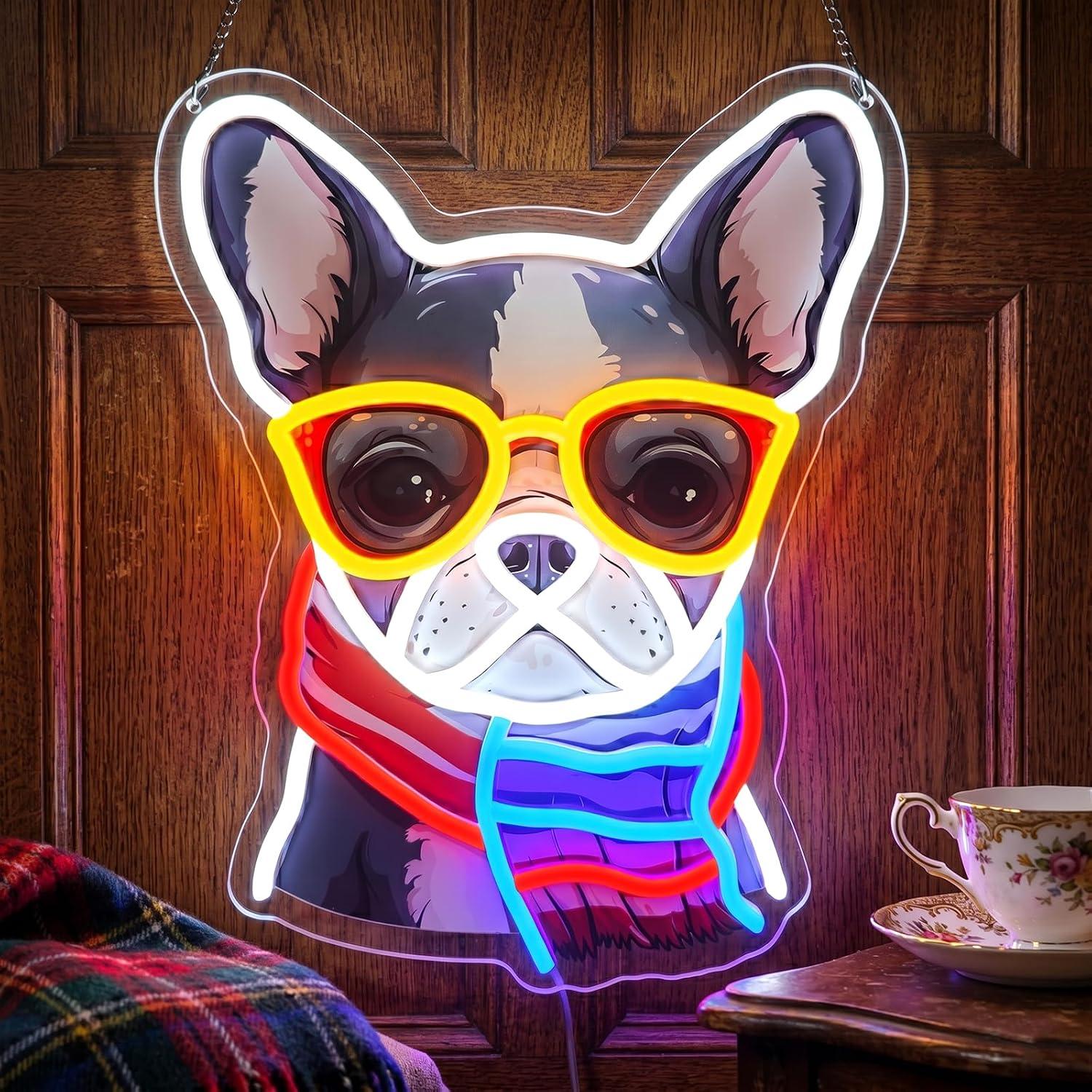 Men'S Grooming Room - French Bulldog Neon Sign Dimmable LED